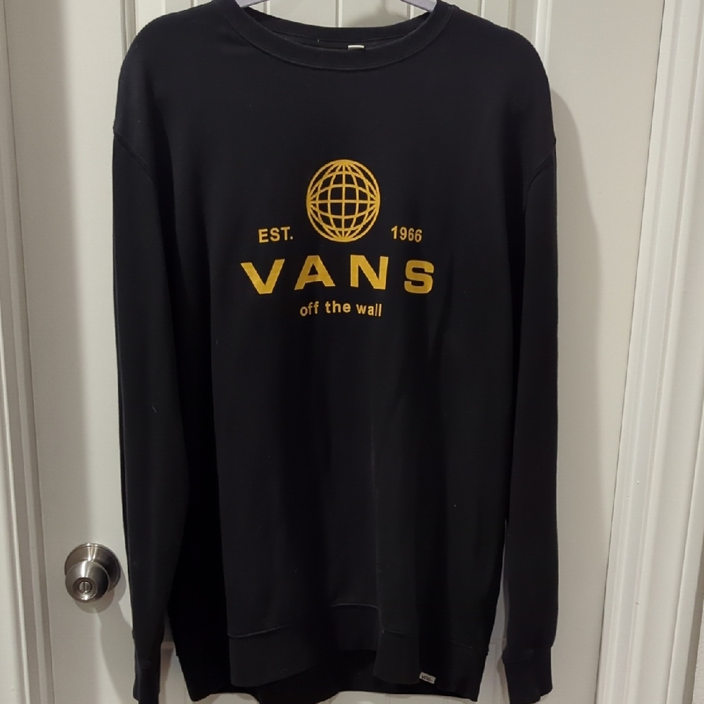 Vans Men's Black and Gold Crewneck Sweater